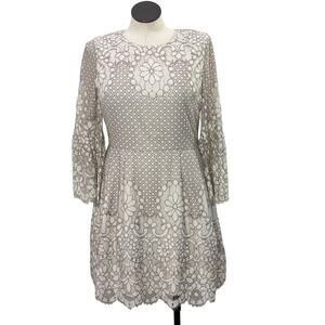 Eliza J Size 14 Bell Sleeve Lace Dress Fit & Flare Pockets Boho Cottage Fairy
